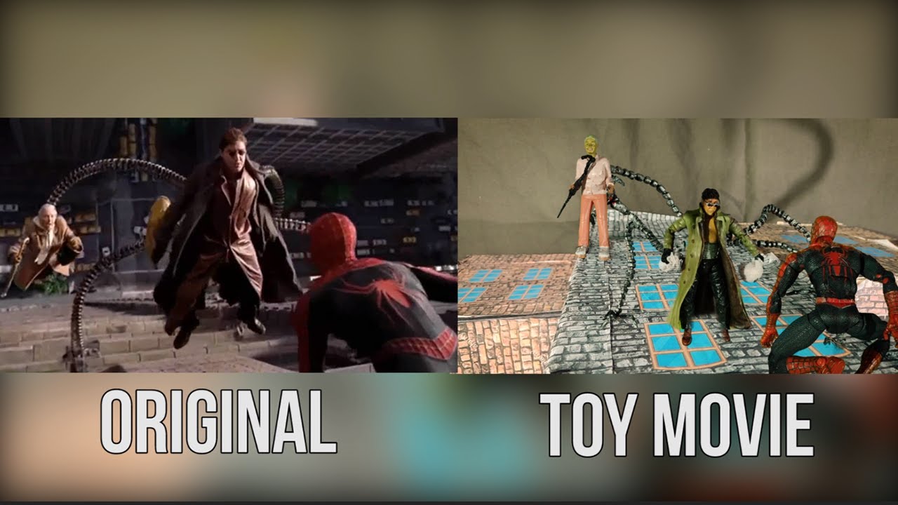 Spider Man 2 (2004) Doc ock vs Spider Man Bank Stop Motion scene Comparative