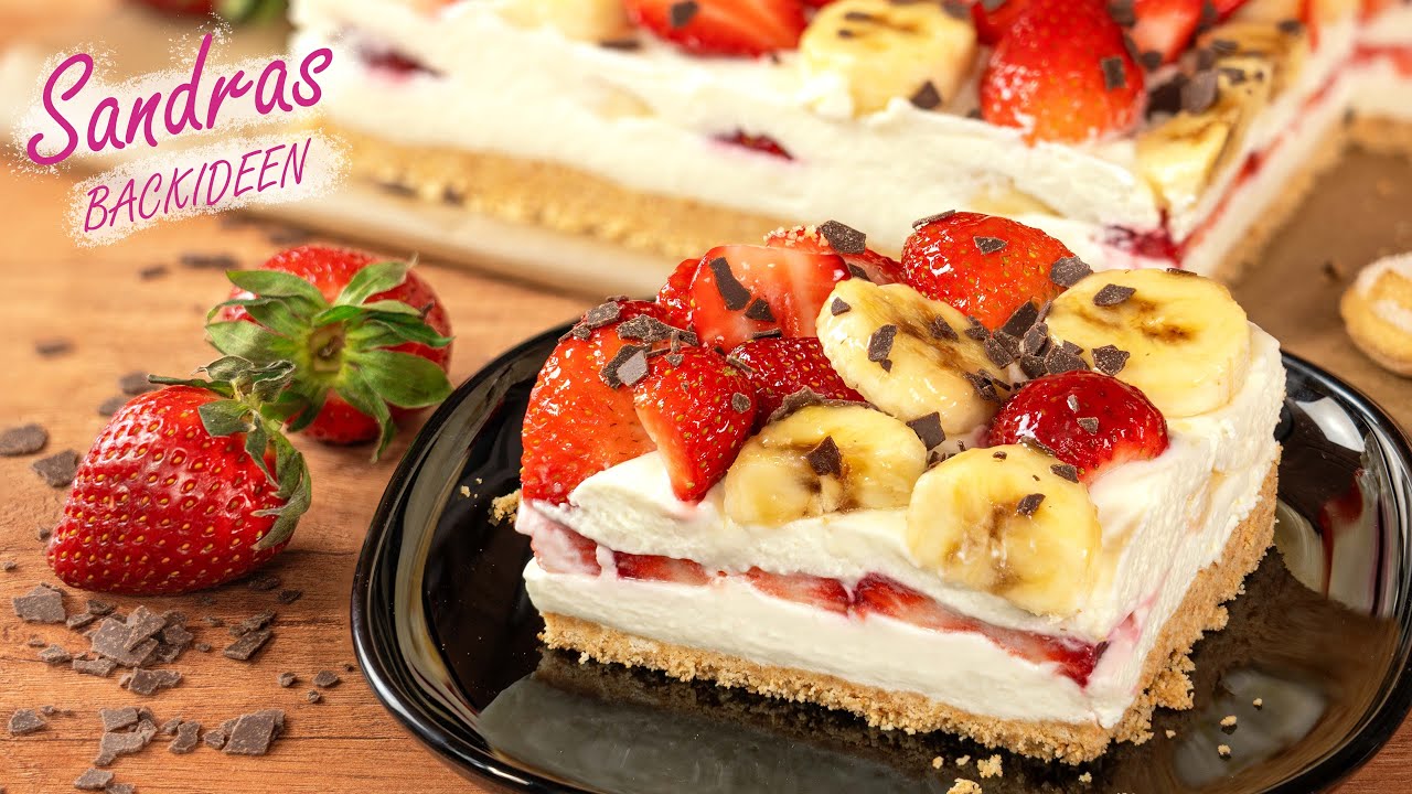 Erdbeer-Bananen-Kuchen ohne Backen 🍓🍌 | Schnelles No Bake Rezept