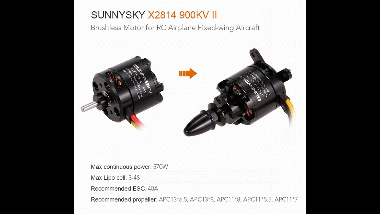 тест мотора SunnySky X2814 900KV