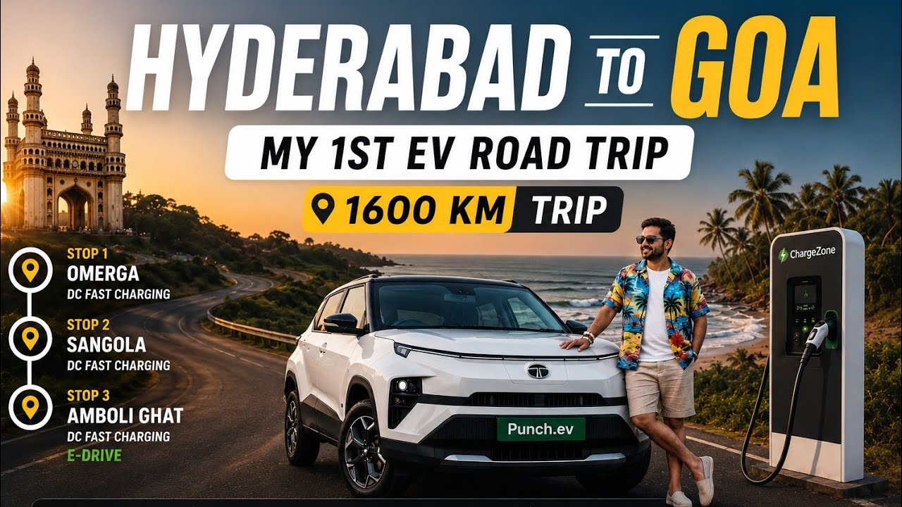 Tata PUNCH EV 1600km Road Trip HYD to GOA Part-1 🔥🔥🚀 @tata.evofficial  #tatapunchev 