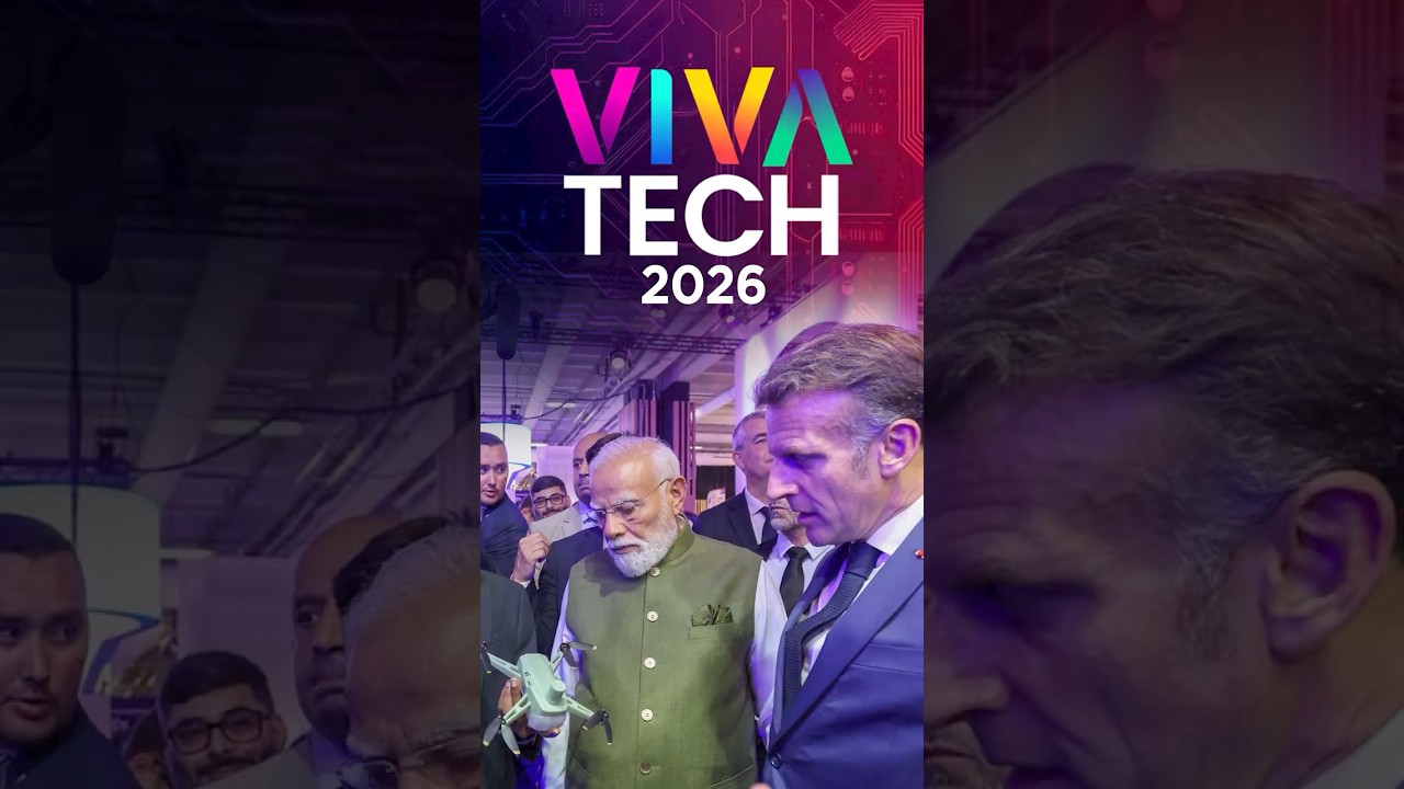 PM Modi, President Macron visits exhibition at the VivaTech 2026 Summit in #paris | #shorts