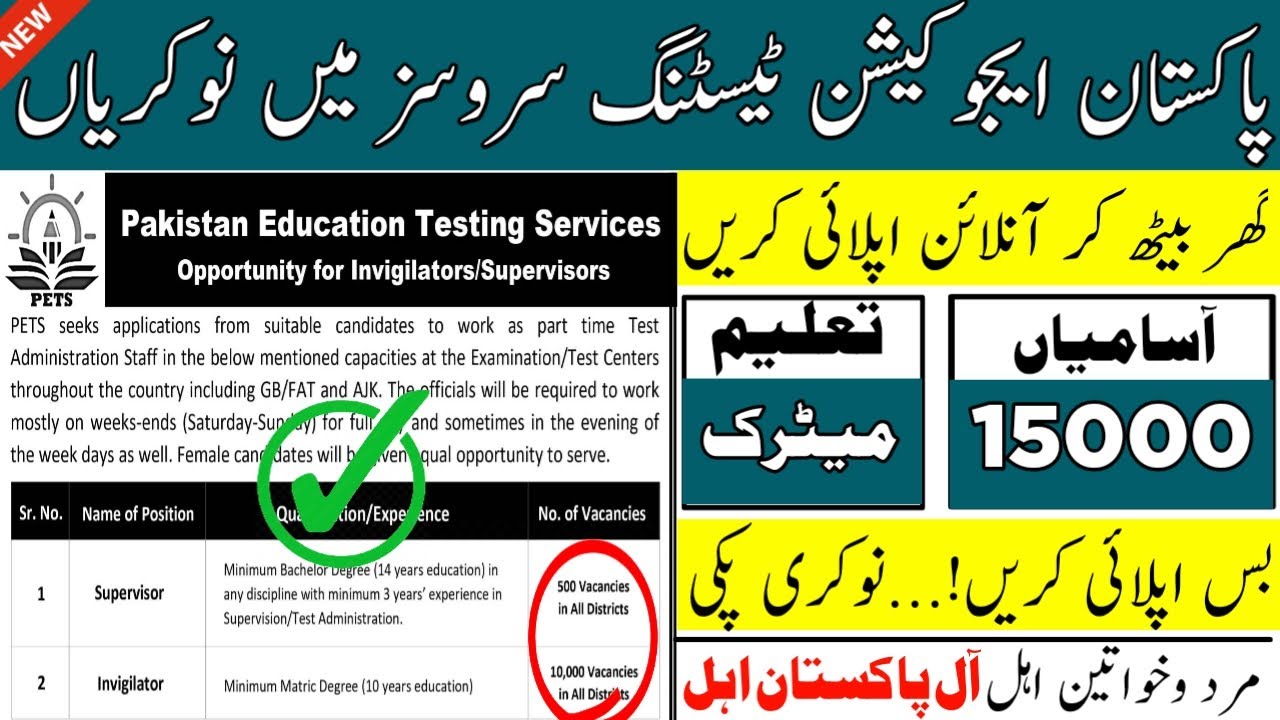 Pakistan Education Testing Services Jobs 2025 | Supervisor & Invigilator Jobs 2025 | Apply Online