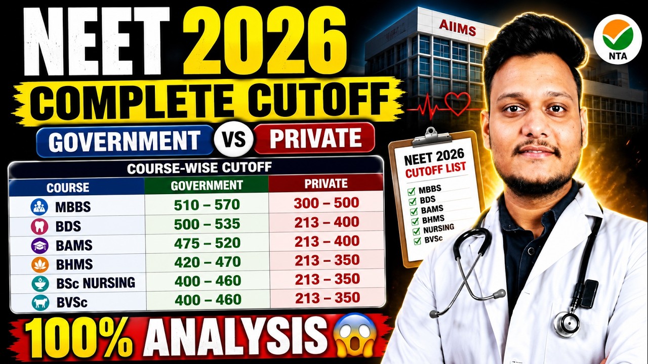 NEET 2026 Course-Wise Cutoff | MBBS, BDS, BAMS, BHMS, BSc Nursing, BVSc Complete Analysis