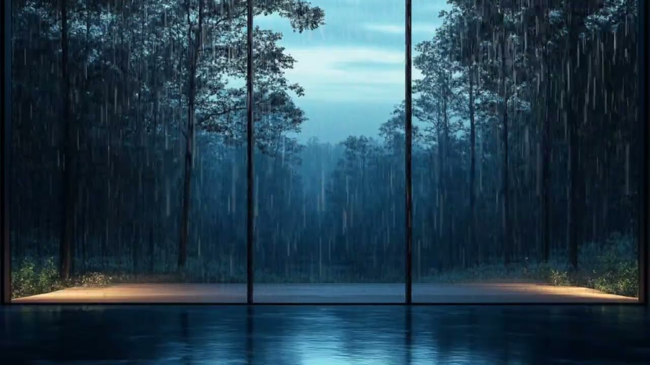 Rain Sound On Window with Thunder Sounds ' ASMR ' Study and Relaxation, Heavy Rain for Sleep