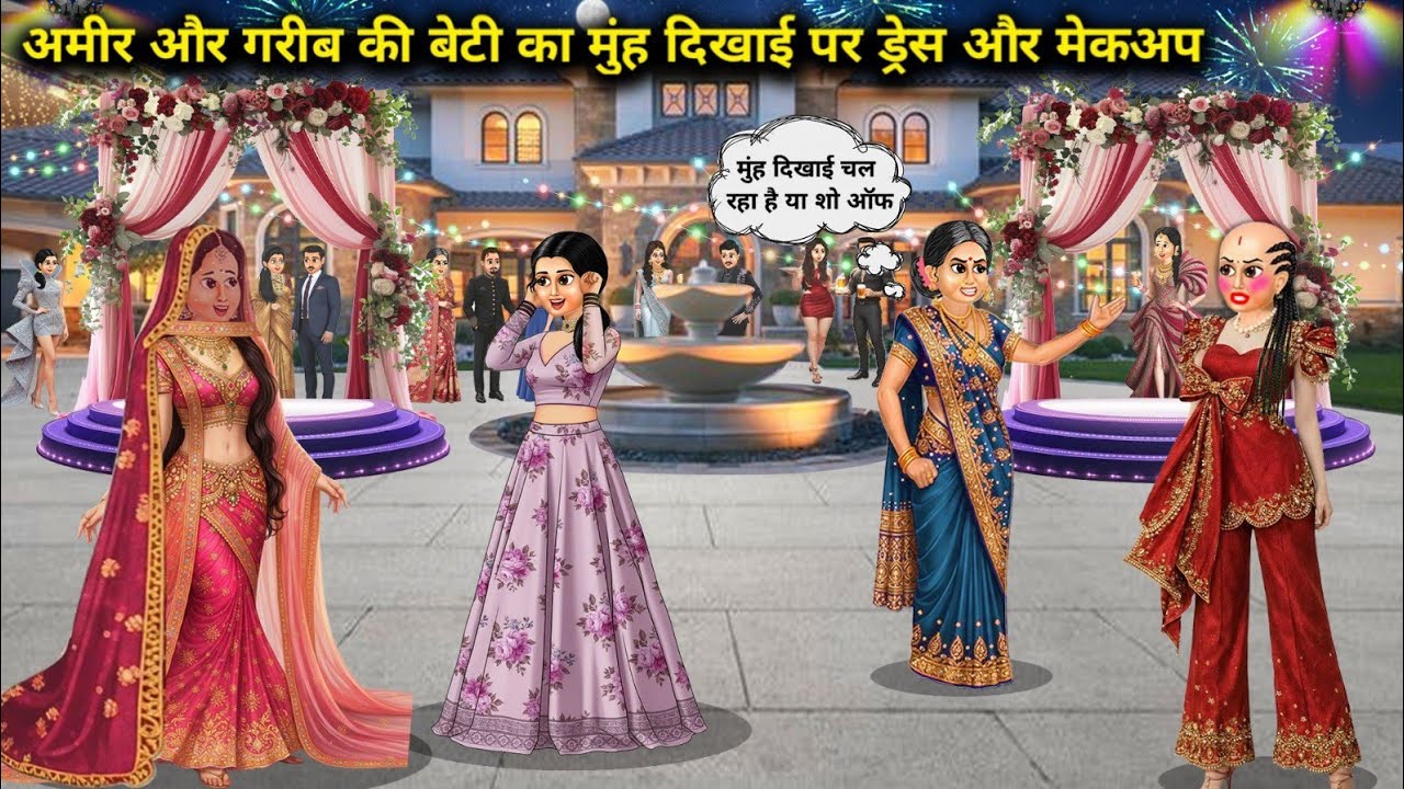 अमीर और गरीब की बेटी का मुंह दिखाई पर ड्रेस और मेकअप || Dress and makeup of rich and poor girls.....