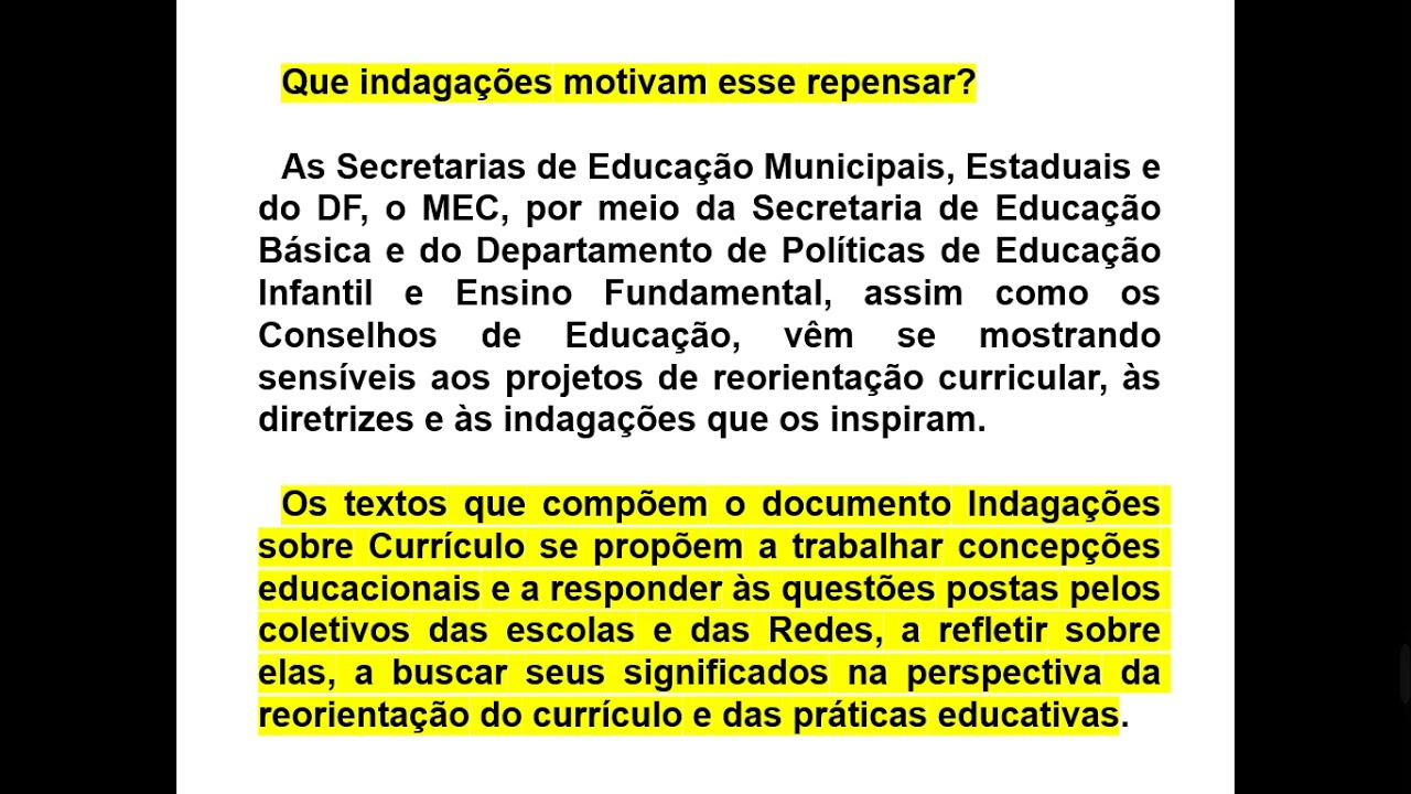 INDAGAÇÕES SOBRE CURRÍCULO