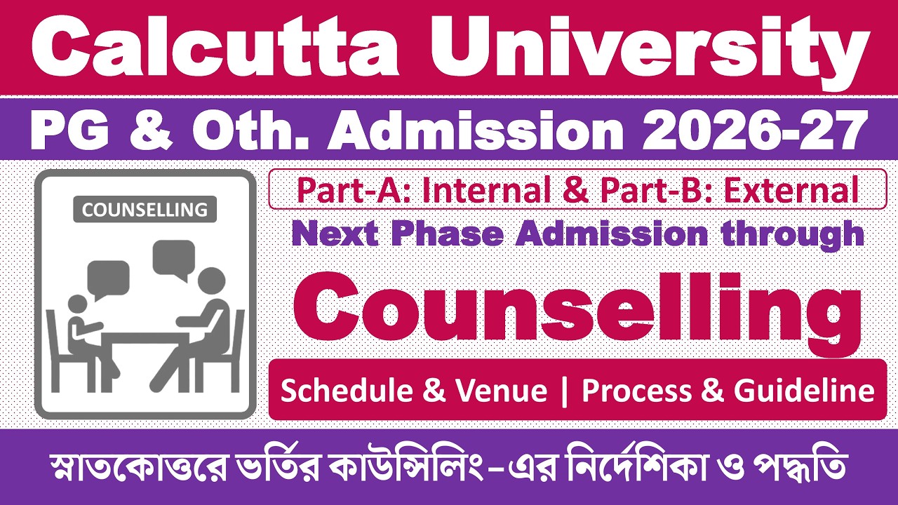 Calcutta University PG Admission 2026-2027: Counselling Process, Guideline & Instruction