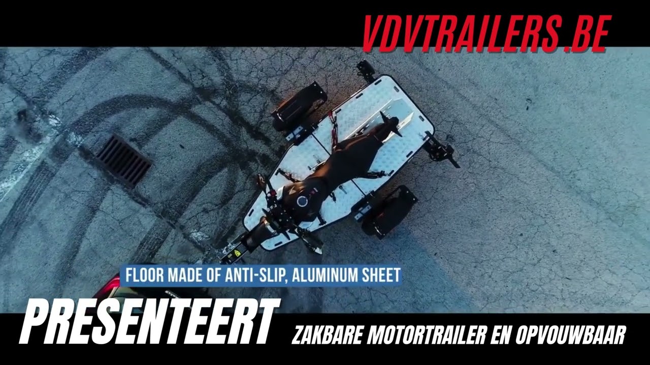 vdvtrailers.be / Lorries MT1 zwarte verlaagbare motortrailer en opvouwbaar