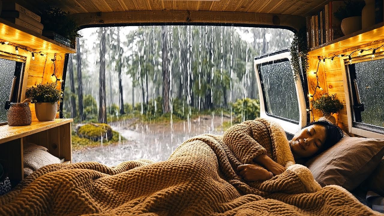 Heavy Rain Sounds Inside Car for Deep Sleep 🌧️ | Relaxing White Noise, Insomnia Relief