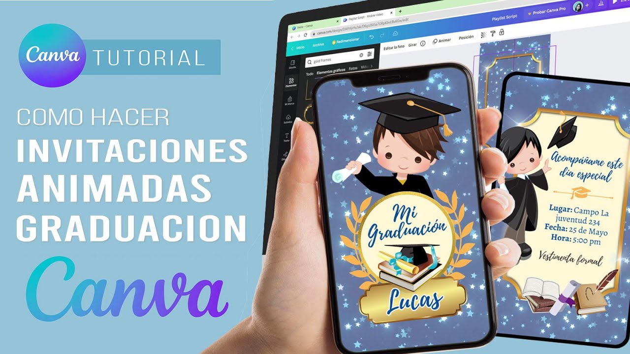 🎓Como hacer INVITACI&Oacute;N ANIMADA GRADUACI&Oacute;N para enviar por WhatsApp.Paso a paso con CANVA
