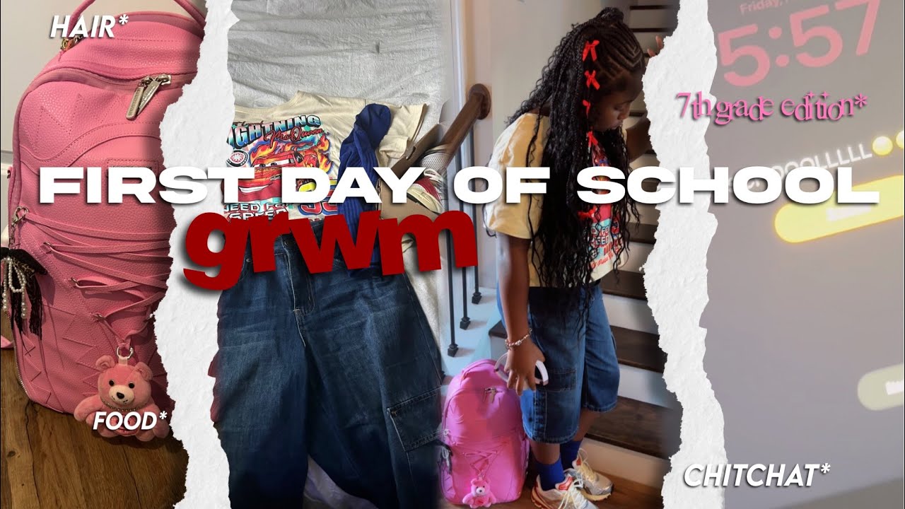 FIRST DAY OF SCHOOL GRWM *7th grade edition* || food, chitchat, grwm, hair. ||