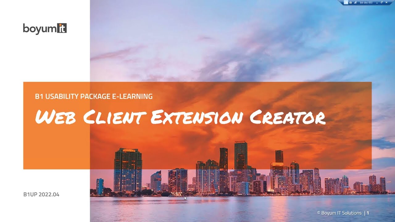 B1UP: Web Client Extension Creator - E-Learning