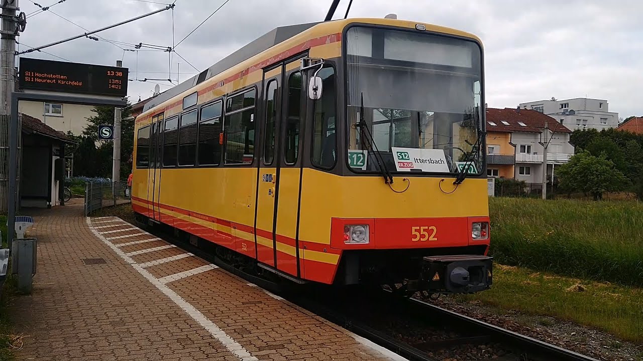 Tw 552 als S12 an der Wendeschleife in Ittersbach (23.05.23) | Karlsruhe Tram TV