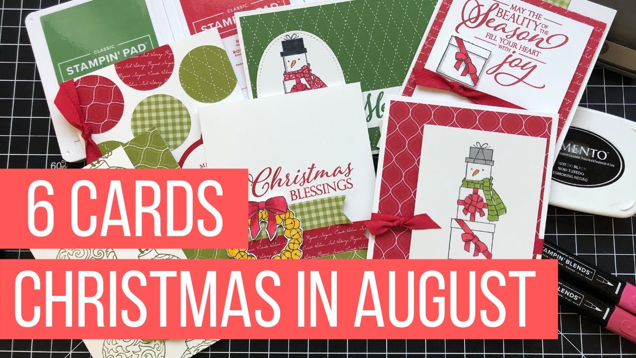 6 Simple Christmas Cards | FREE Christmas In August Card Class Video