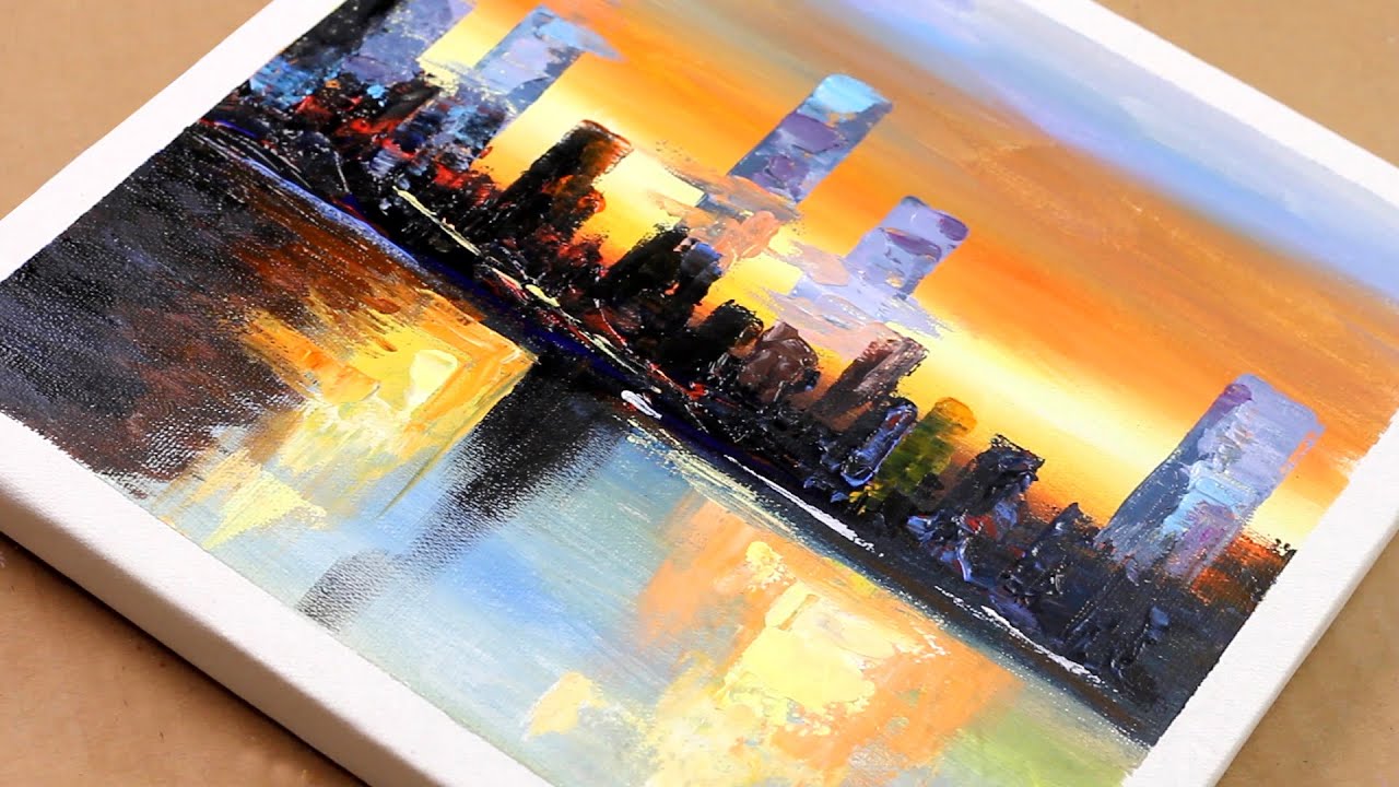Simple Paint Cityscape / Easily / Step by step / Painting for beginners / city / Day #087