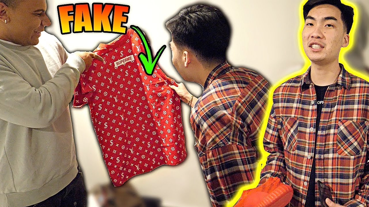 FAKE $10000 SUPREME LOUIS VUITTON PRANK ON CLOUT GANG!! (RICEGUM GETS MAD)