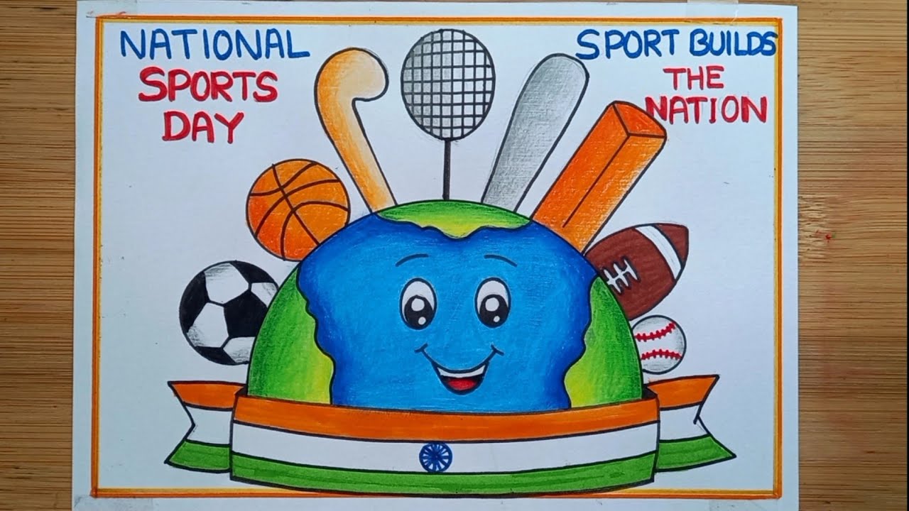 National Sports Day Drawing/National Sports Day Poster/How To Draw Sports Day Poster Drawing Easy 