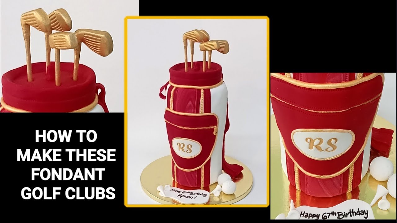 Making a 3D golf bag cake with fondant golf clubs @ArtCakes