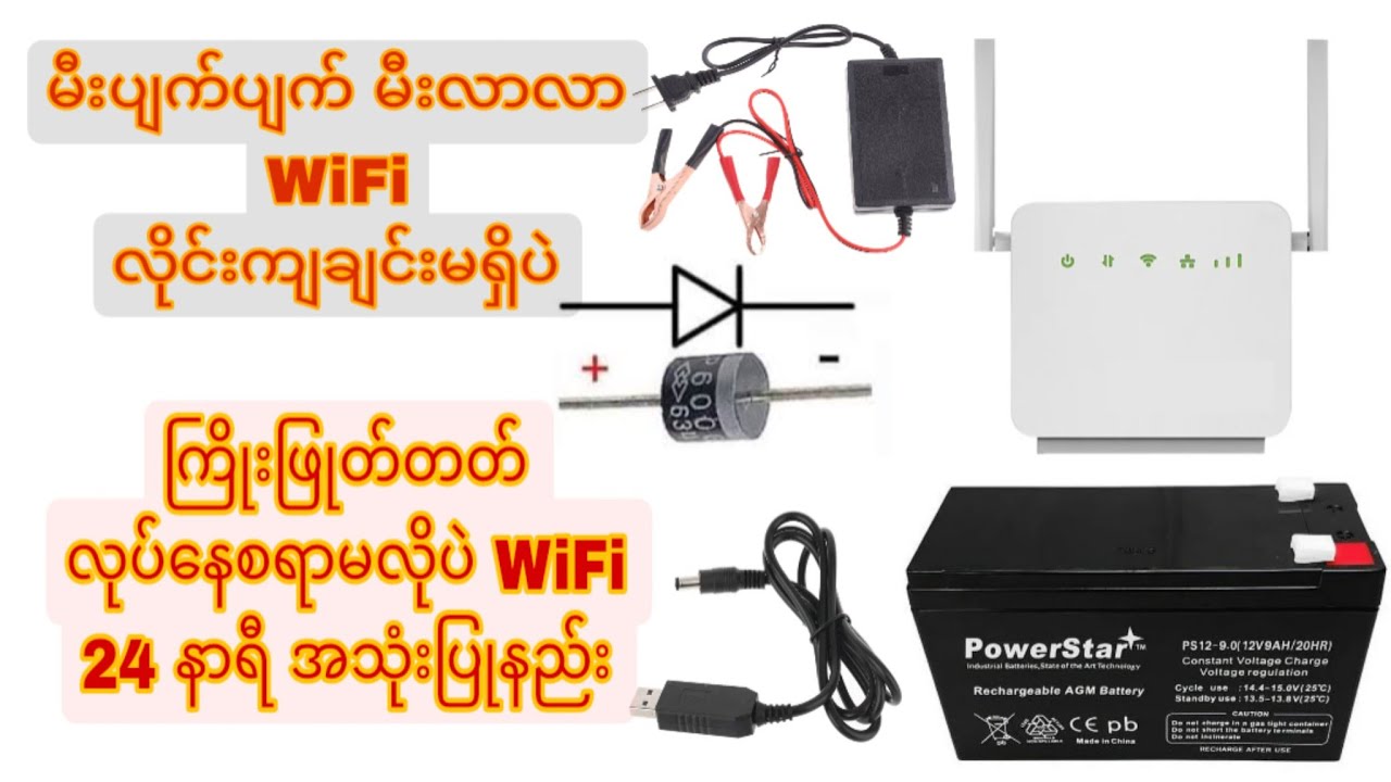 မီးပျက်ပျက် မီးလာလာ WiFi လိုင်းကျချင်းမရှိပဲ ကြိုးဖြုတ်တတ်လုပ်နေစရာမလိုပဲ wifi 24 နာရီ အသုံးပြုနည်း