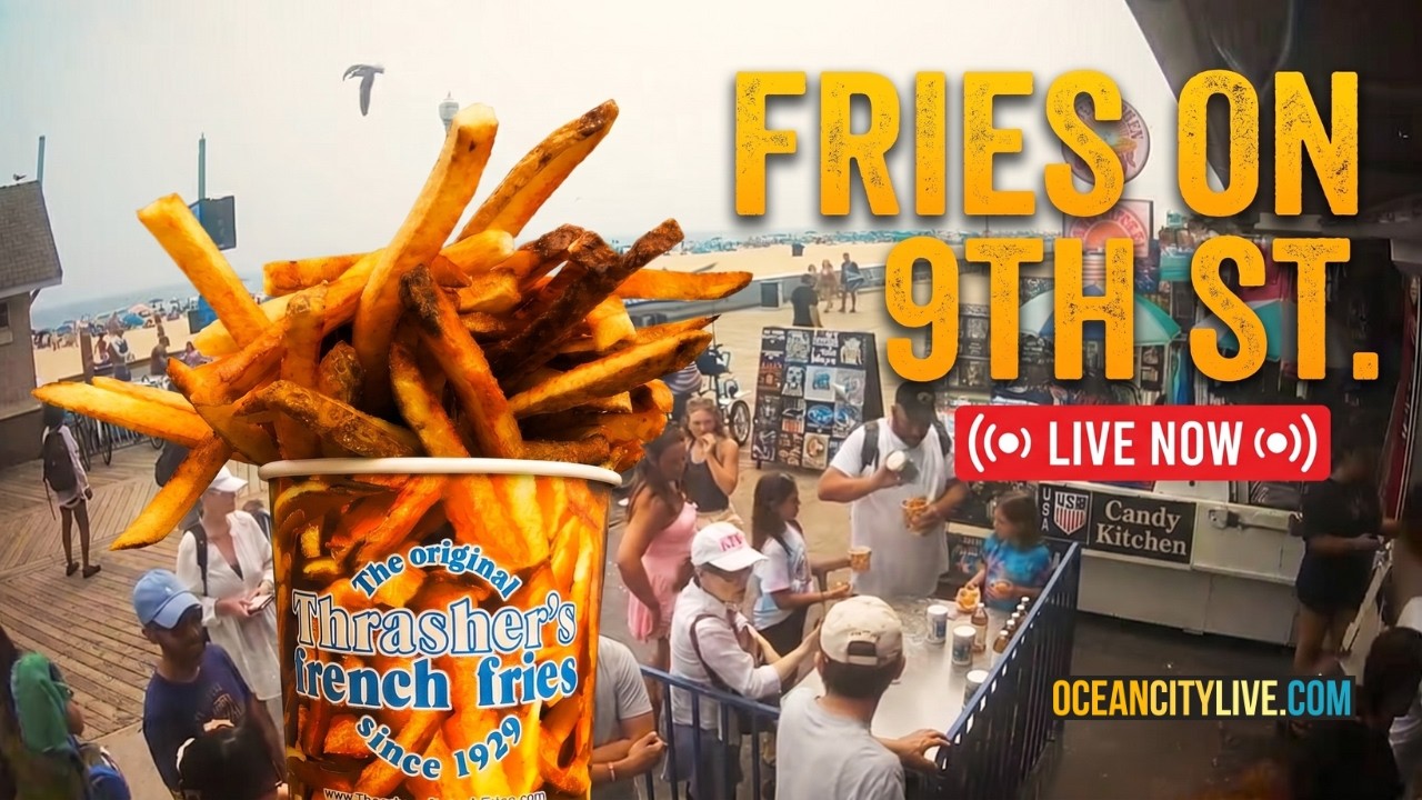 Ocean City Maryland Live Boardwalk Cam | 9th Street & Thrasher's Fries Live Stream