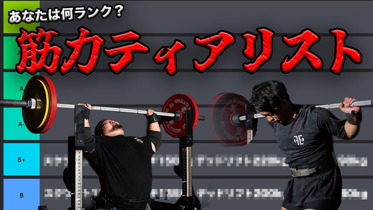 【あなたは上級者⁉︎】ベンチとパワーの日本記録保持者が語る！筋力ティアリスト！！【SSSティア⁉︎】