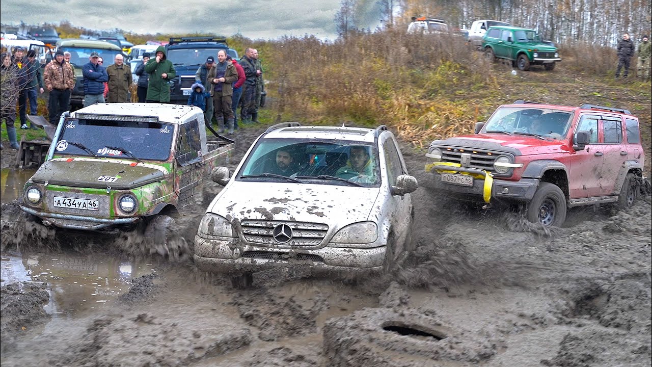 МАССОВАЯ БИТВА МАШИН В ЖЕСТКОЙ ГРЯЗИ! MERCEDES, TANK, SUZUKI, ЛУАЗ, УАЗ, TOYOTA, НИВА!