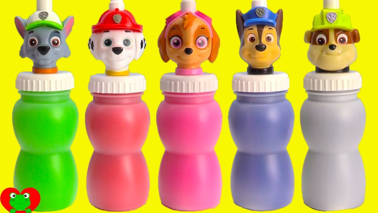 Genie Teaches Colors with Paw Patrol Slime Surprises Rescue and Paints