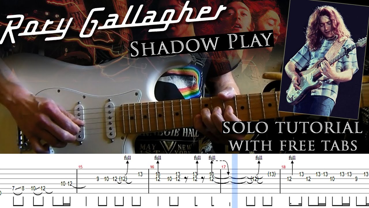 Rory Gallagher - Shadow Play guitar solo lesson (with tablatures and backing tracks)