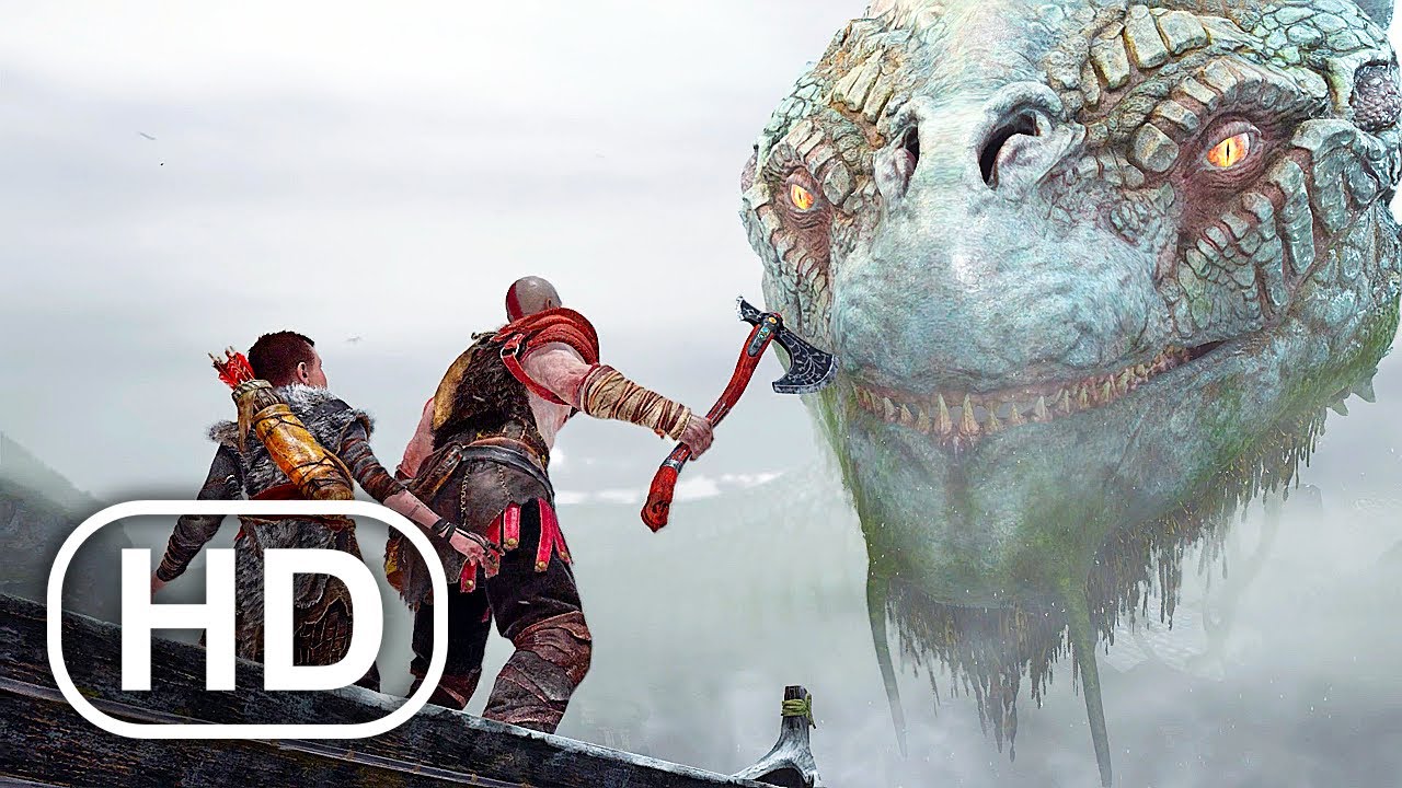 GOD OF WAR PS5 World Serpent Meets Kratos Scene 4K ULTRA HD