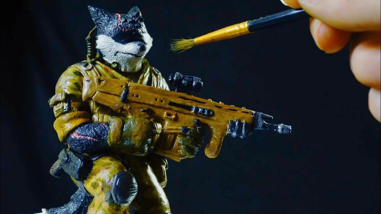 How to make a Wolf with gun out of clay