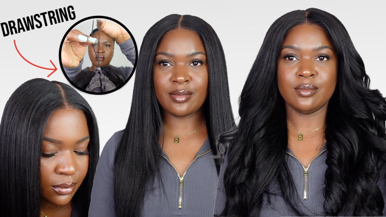 *NEW* UPGRADED DRAWSTRING! 7X5 PULL & GO YAKI STRAIGHT GLUELESS WIG INSTALL! FT. KLAIYI HAIR