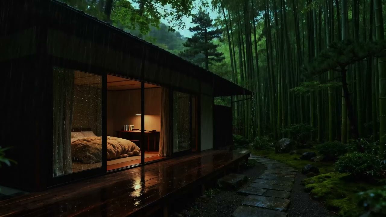 竹林深处的雨夜：治愈系雨声助眠，沉浸式冥想，缓解焦虑