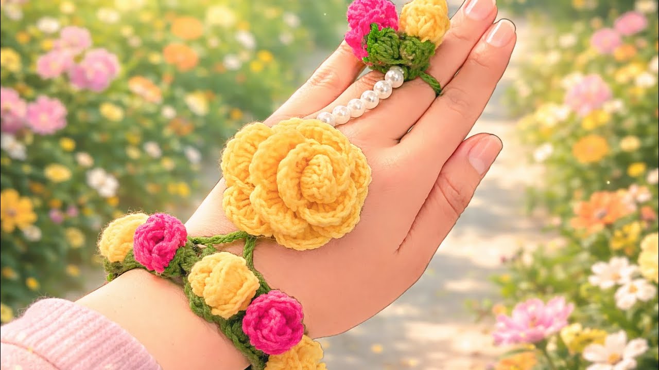 Crochet Beautiful 🤩 Hathphool/Hathband # Beginner Friendly #very easy trick 