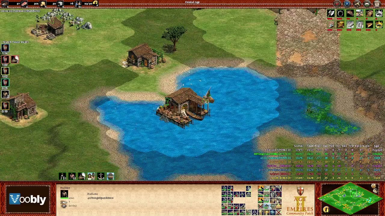Voobly AOE2 1.6: Black Forest, 4 vs 4 team game