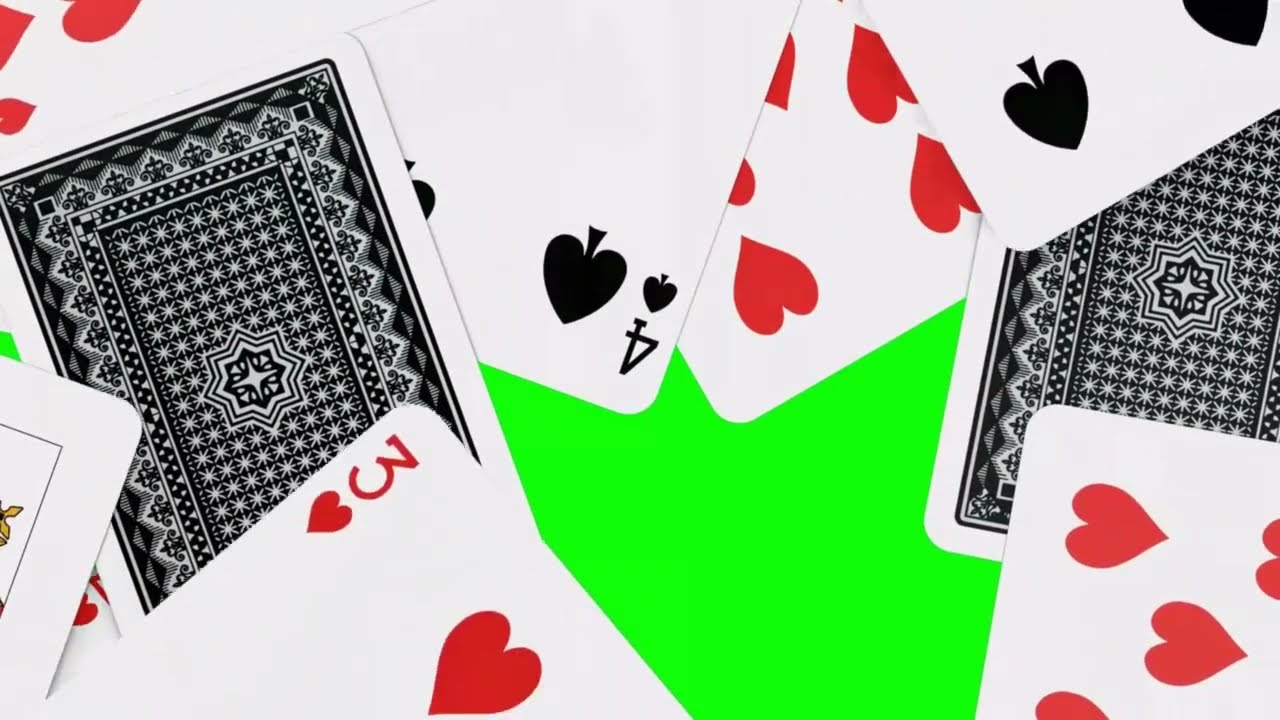 Cards Drawing Into Center Transition | Cards Green Screen Pack