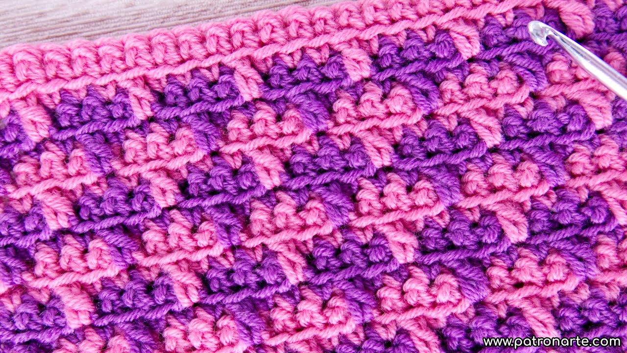 Patrón Punto a DOS COLORES a CROCHET Fácil y Original Ideal para Mantas: Punto Gota de Lluvia