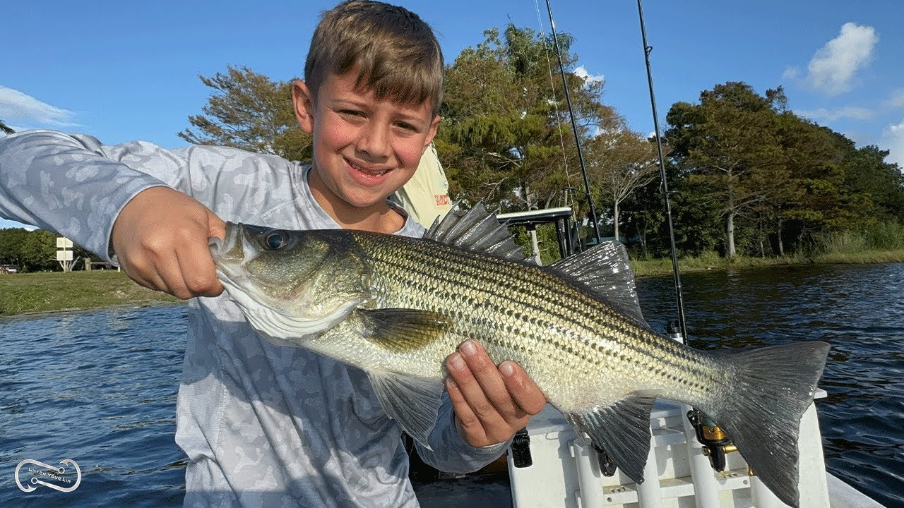 TOOK MY NEPHEW FISHING   SLAYED THE SUNSHINE BASS!