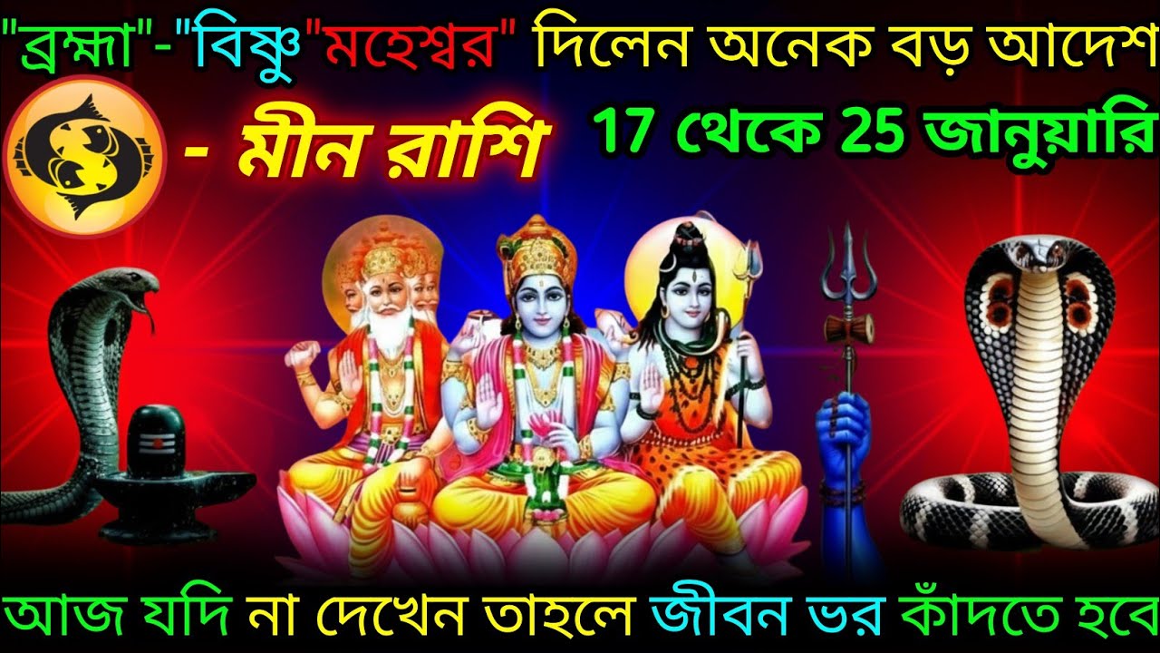 মীন রাশি ♓ ব্রহ্মা বিষ্ণু মহেশ্বর দিলেন অনেক বড় উপহার ধনসম্পত্তি | 10 January - 25 January 2026