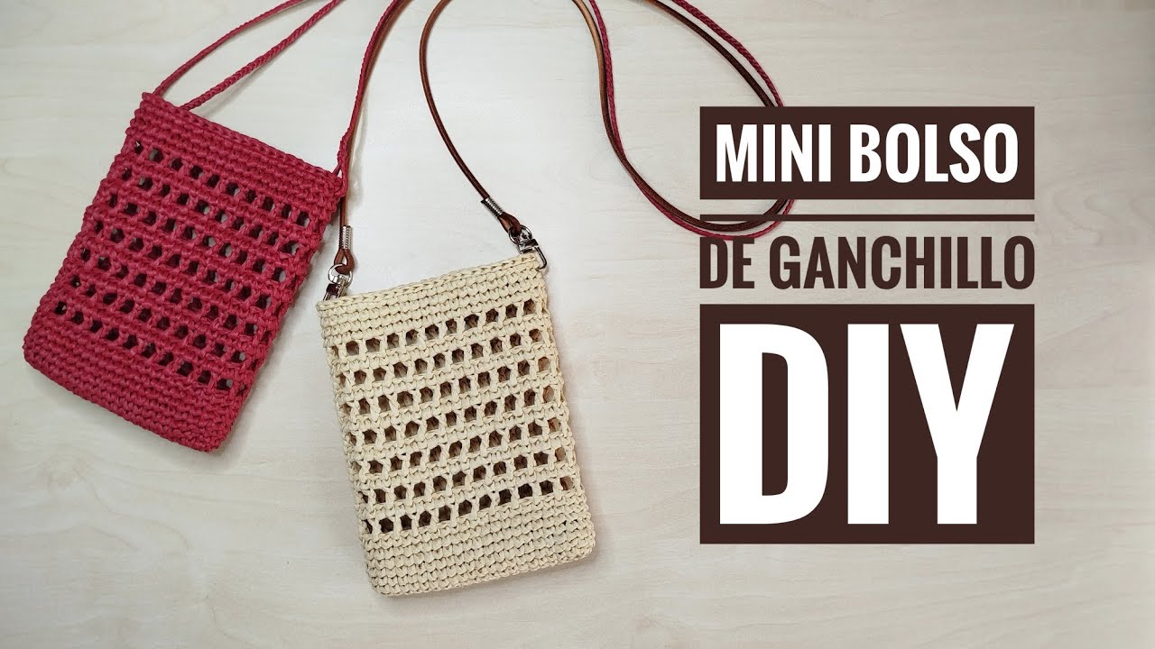 Bolso de ganchillo (crochet) fácil, mini para móvil. Sling bag for smartphone. Tutorial paso a paso