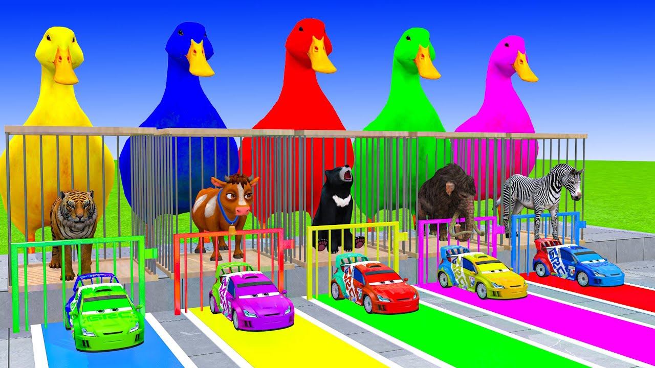 Long Slide Game With Cow Elephant Gorilla Hippopotamus Tiger 3d Animal Game Funny 3d Animals