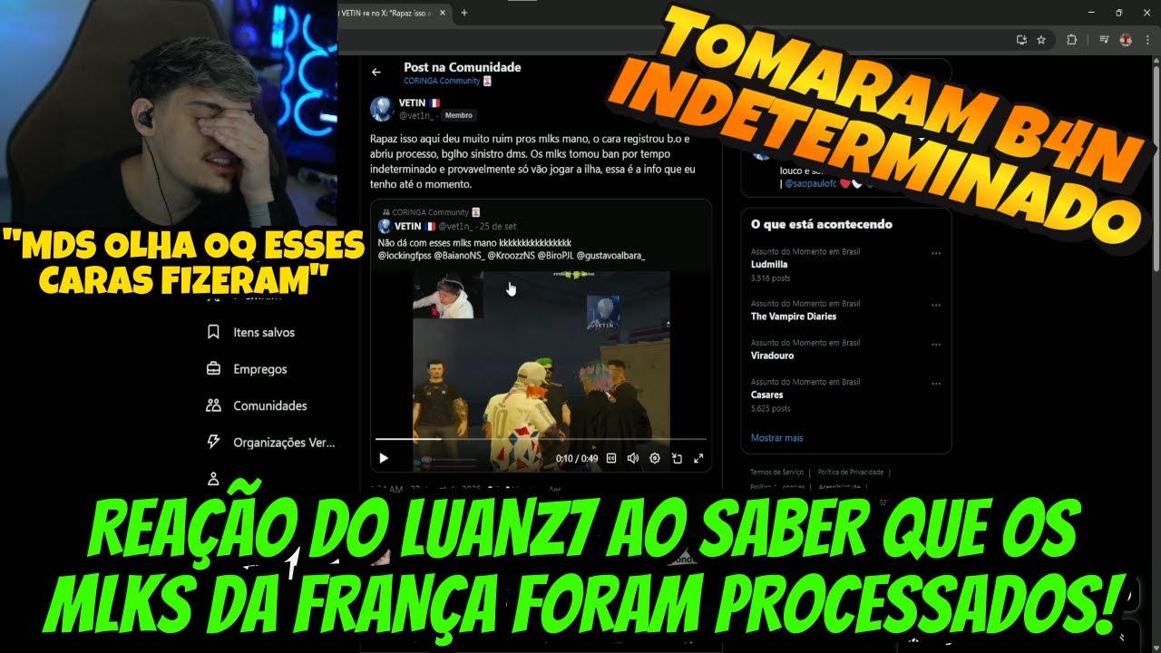 REAÇÃO DO LUANZ7 AO SABER QUE OS MLKS DA FRANÇA FORAM PROCESSADOS E TOMORAM B4N!