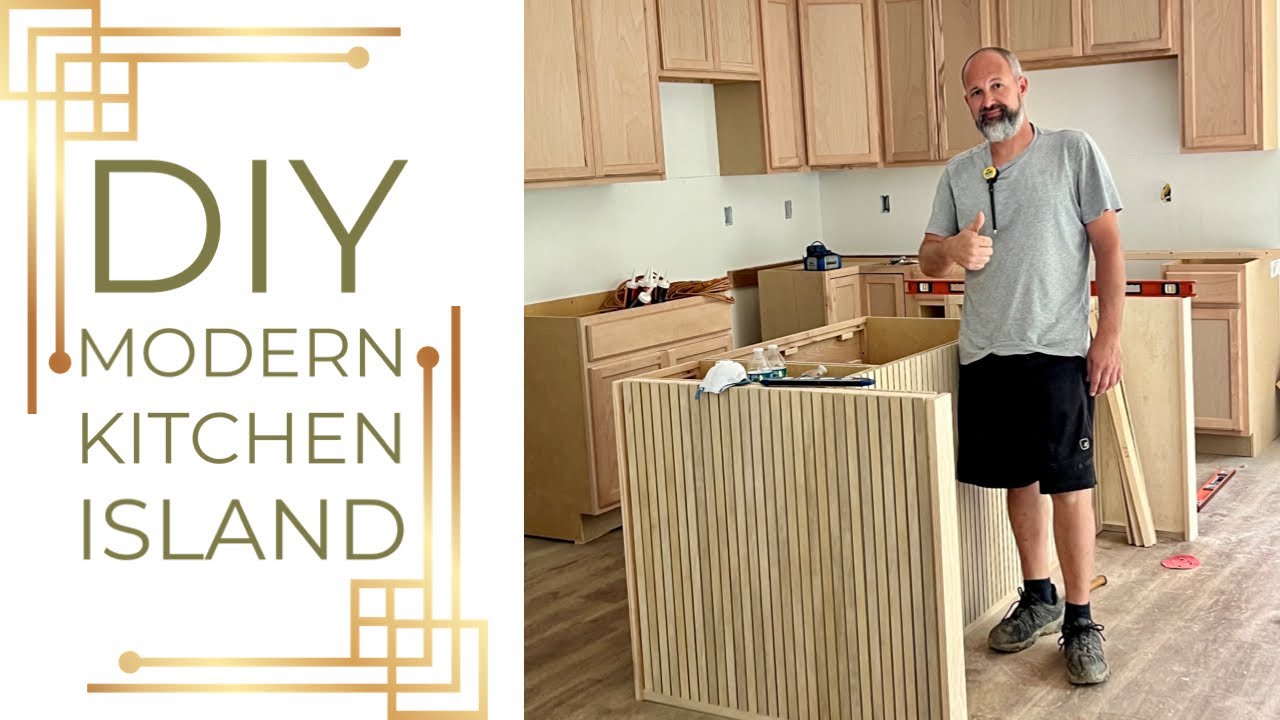 DIY Modern Kitchen Island Build - Part 1 | How to Build a Wood Slat Kitchen Island