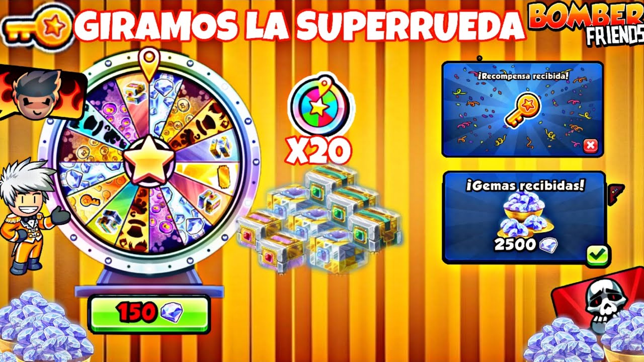 !💎OBTENGO 2500 GEMAS Y CONSIGUO DAR 20 GIRADAS A LA NUEVA SUPERUEDA🍀|BOMBER FRIENDS💣