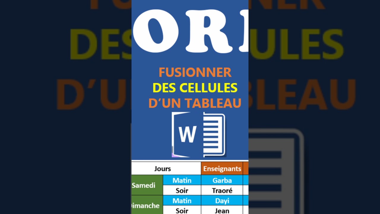 #FORMATION #MICROSOFT WORD #FUSIONNER #CELLULE #TABLEAU #informatique