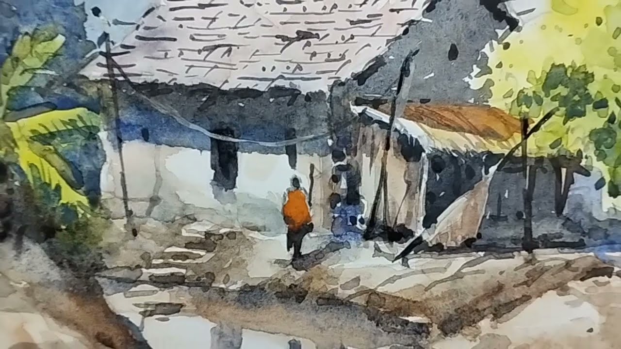 watercolor landscape painting demo (outdoor study) @creativeartsnabanil7923