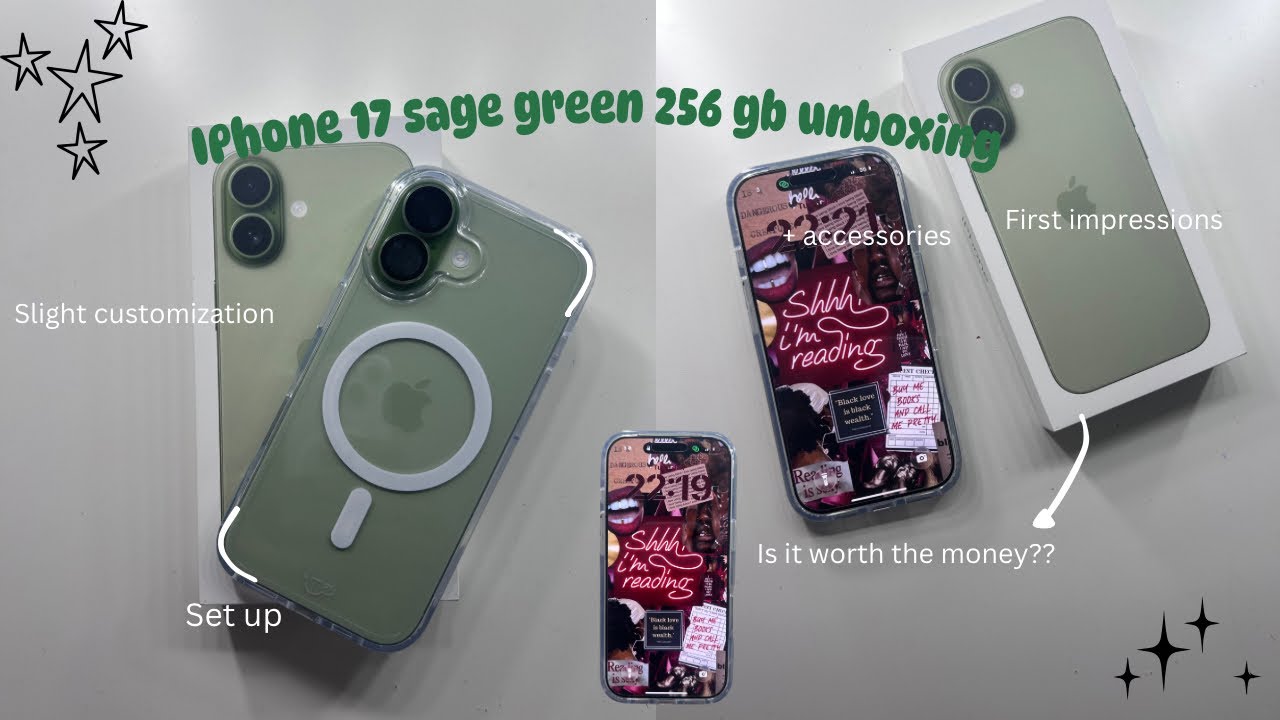 IPhone 17 (sage green) 256 gb🍵🍏 |aesthetic unboxing + accessories+ first impressions✨