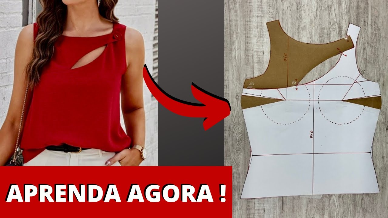 Modelagem BLUSA Estilosa - Detalhe no Decote - Passo a Passo para iniciantes ! | Gisele Maués