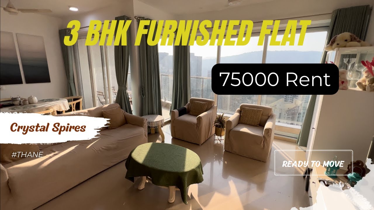 75000 Rent, 3 Bhk Furnished Flat Available For Rent In Thane | 1450 Sqft + Deck | Call☎️ 8100 887700