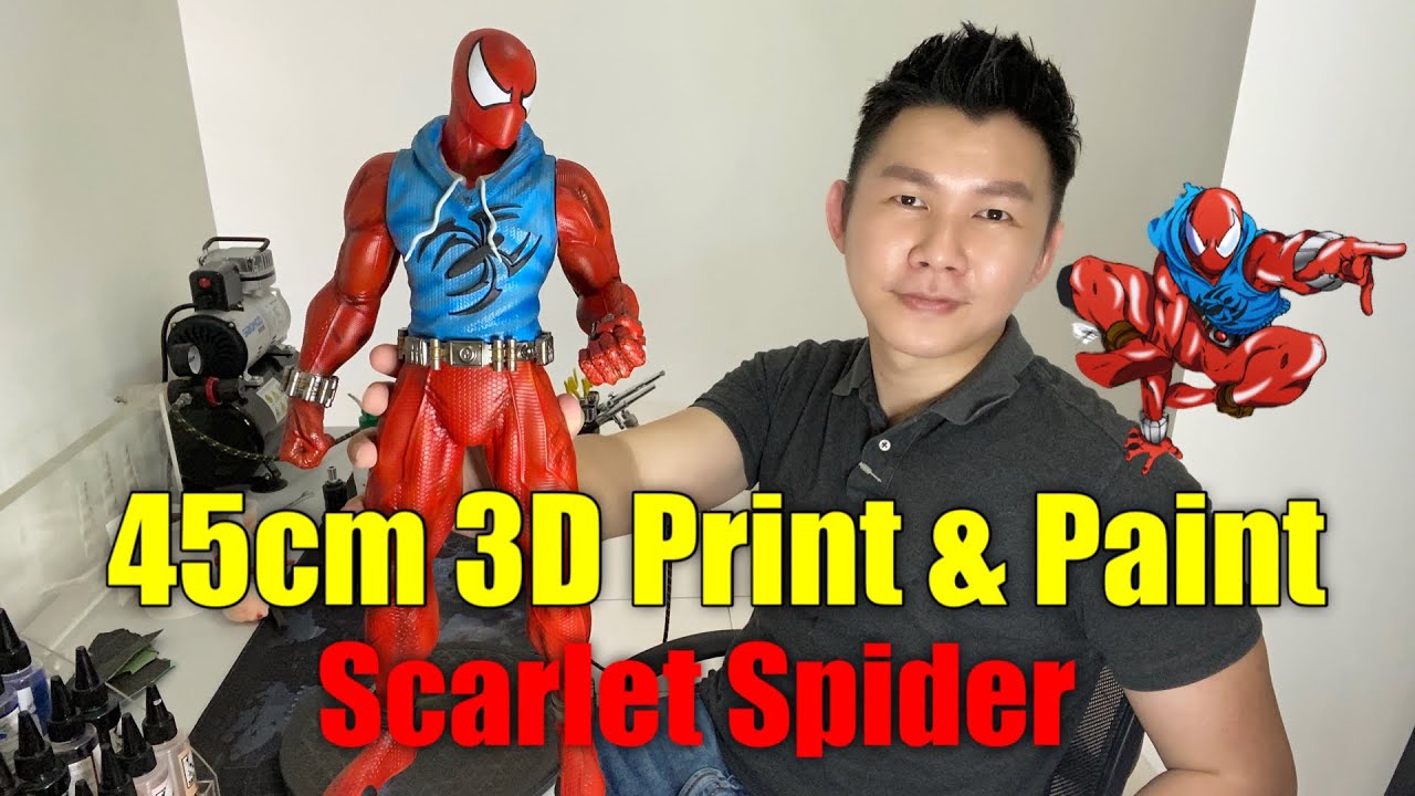 Scarlet Spider- 3D Print & Paint 1/4 scale 45cm tall
