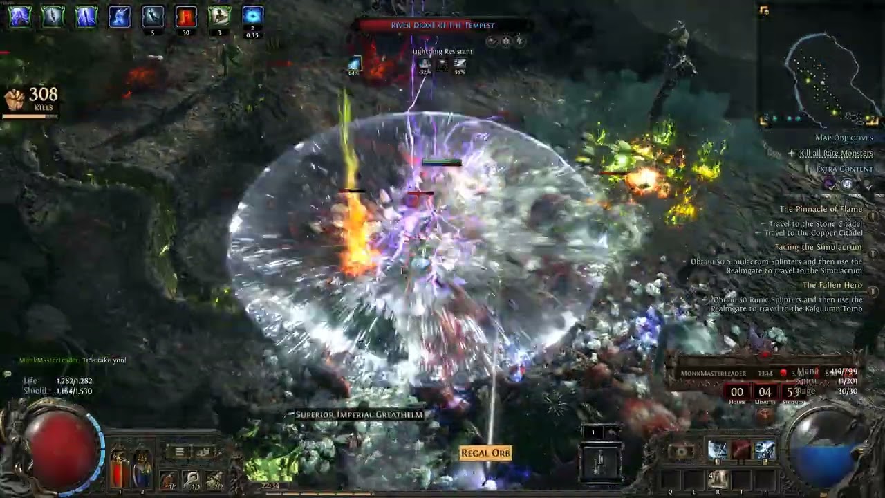 Path of Exile 2 Patch 0.3 Thunderfist + 2 divine worth Monk Invoker Hollow Palm build showcase.
